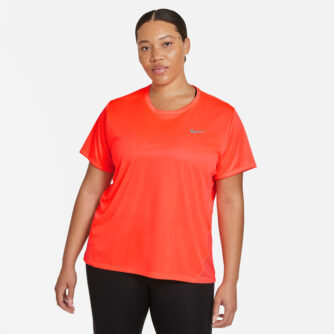 Nike Drifit Miler Tshirt (plus Size) Damer Nike Plus Size Orange 2xl/xlong