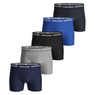 Björn Borg 5P Essential Shorts Solids Blå/Grå bomuld XX-Large Herre