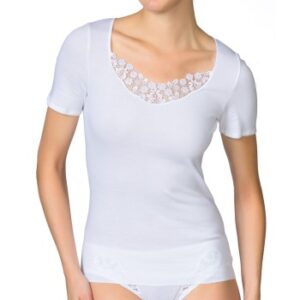 Calida Feminin Sense Short-Sleeve Top Hvid bomuld Large Dame