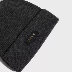 DAY ET - Huer - Dark Grey Melange - Day Logo Patch Knit Hat - Hatte & Kasketter - Hats