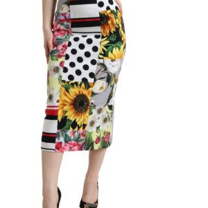 Dolce & Gabbana Multicolor Patchwork High Waist Pencil Cut Skirt