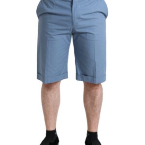 Dolce & Gabbana Sky Blue Cotton Folded Hem Men Bermuda Shorts