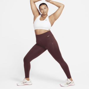 Højtaljede Nike Go-leggings i fuld længde og med lommer og fast støtte til kvinder - rød