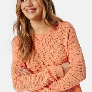 VILA Vibellisina boatneck L/S knit top Shell Coral XS