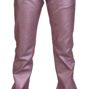 Dolce & Gabbana Metallic Pink Bomuld Bukser & Jeans