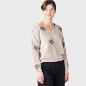 Klitmøller Collective - Vanessa floral knit - Pastel sand/sand - XS