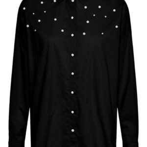 Pieces - Skjorte - PC Tanne LS Pearl Detail Loose Shirt MM - Black