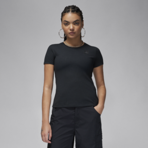Tætsiddende Jordan Essentials-T-shirt med korte ærmer til kvinder - sort