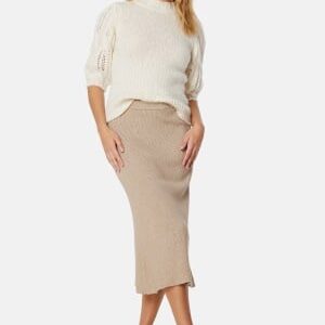 VILA Comfy A-Line Knit Skirt Natural Melange S