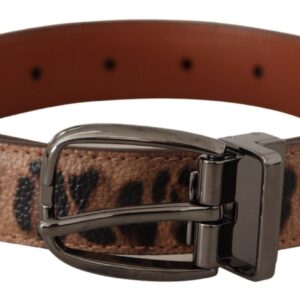 Dolce & Gabbana Brun Leopard Embossed Læder Buckle Bælte