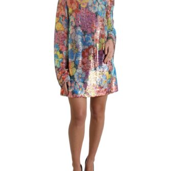 Dolce & Gabbana Multifarve Floral Sequined Shift Mini Kjole