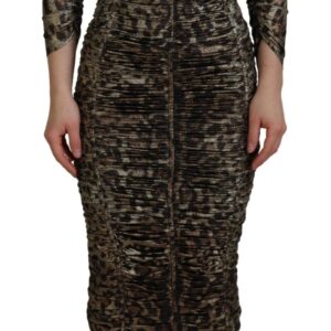 Dolce & Gabbana Multifarver Leopard Bodycon Sheath Midi Kjole