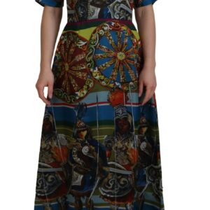 Dolce & Gabbana Multifarver Sicily Silk A-line Long Gown Kjole