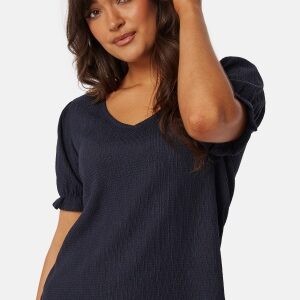 Happy Holly Puff Sleeve V-neck Top Dark blue 32/34