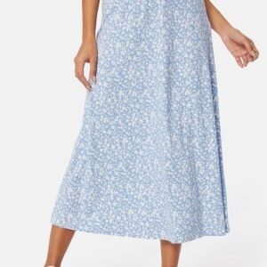 Happy Holly Soft Midi Skirt Dusty blue/Floral 36/38