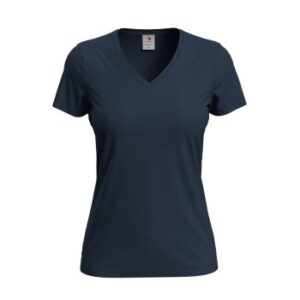 Stedman Classic V-Neck Women T-shirt Mørkblå bomuld Small Dame