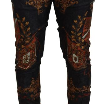 Dolce & Gabbana Grå Silke Baroque Crown Trousers Sport Pants