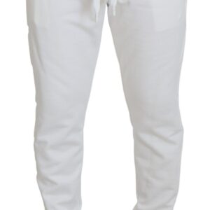 Dolce & Gabbana Hvid Sport Logo Bomuld Sweatpants Trousers Pants