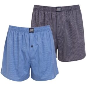 Jockey 2P Woven Boxer Shorts 3XL-6XL Blå/Grå bomuld 3XL Herre