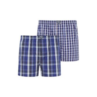 Jockey 2P Woven Boxer Shorts Marine Ternet bomuld XX-Large Herre