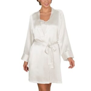 Lady Avenue Pure Silk Short Kimono Benhvid silke X-Small Dame