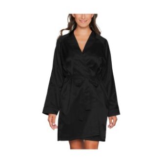 Lady Avenue Satin Short Kimono Sort X-Small Dame