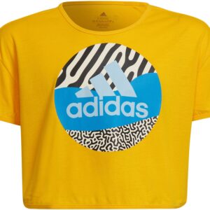 Adidas Aeroready Power Training Cropped Logo Tshirt Dame 140 Gul