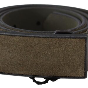 Chic Army Green Velvet Buckle Leather Belt