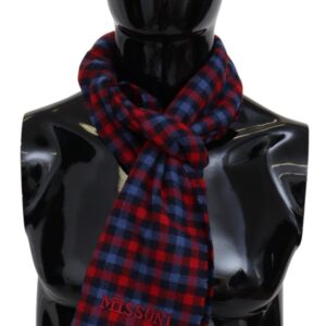 Chic Check Pattern Wool Scarf with Logo Embroidery