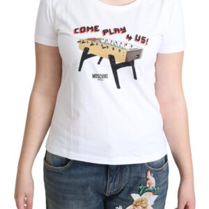 Chic Cotton Round Neck Tee with Playful Print