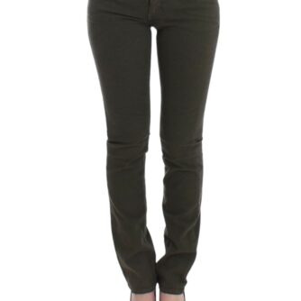 Chic Green Slim Leg Designer Jeans