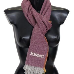 Chic Maroon Cashmere Scarf with Logo Embroidery