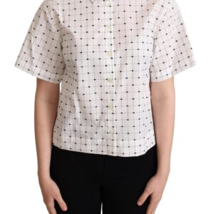 Chic Monochrome Polka Dot Polo Top