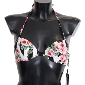 Chic Rose Print Bikini Top for Elegant Beach Days