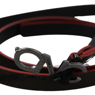 Costume National Maroon & Black Italian Leather Fashion Belt