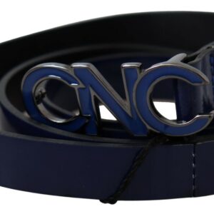 Costume National Sleek Dark Blue Leather Fashion Belt