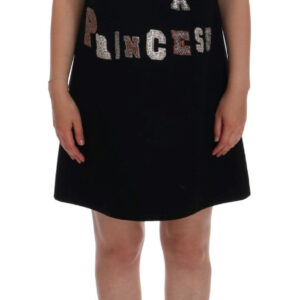 Dolce & Gabbana Black Wool Crystal Princess Dress