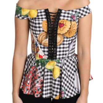 Dolce & Gabbana Chic Checkered Corset Top Blouse