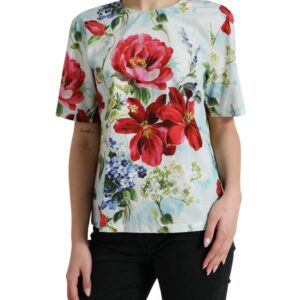 Dolce & Gabbana Chic Floral Round Neck Cotton Top