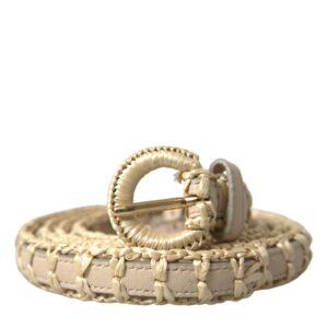 Dolce & Gabbana Elegant Beige Leather Waist Belt