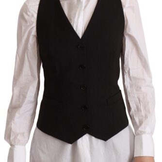 Dolce & Gabbana Elegant Black Buttoned Vest Top