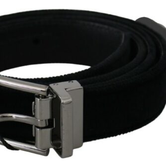 Dolce & Gabbana Elegant Black Leather Belt with Velvet Interior