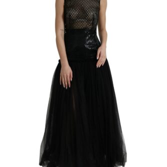 Dolce & Gabbana Elegant Black Sequined Evening Dress