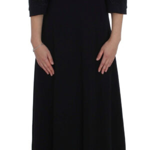 Dolce & Gabbana Elegant Black Wool Cutout Maxi Dress