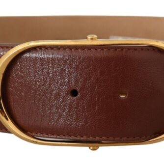 Dolce & Gabbana Elegant Brown Leather Belt with Gold Buckle