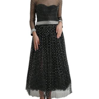 Dolce & Gabbana Elegant Crystal-Embellished Long Black Dress