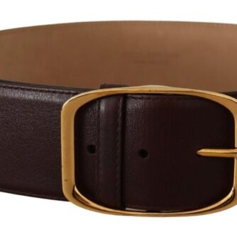 Dolce & Gabbana Elegant Dark Brown Leather Belt with Gold Buckle