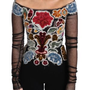 Dolce & Gabbana Elegant Floral Applique Long Sleeve Top