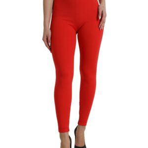 Dolce & Gabbana Elegant High Waist Red Leggings