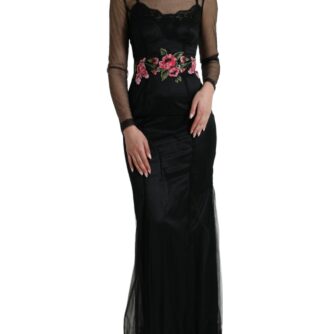 Dolce & Gabbana Floral Embroidery Tulle Long Evening Dress